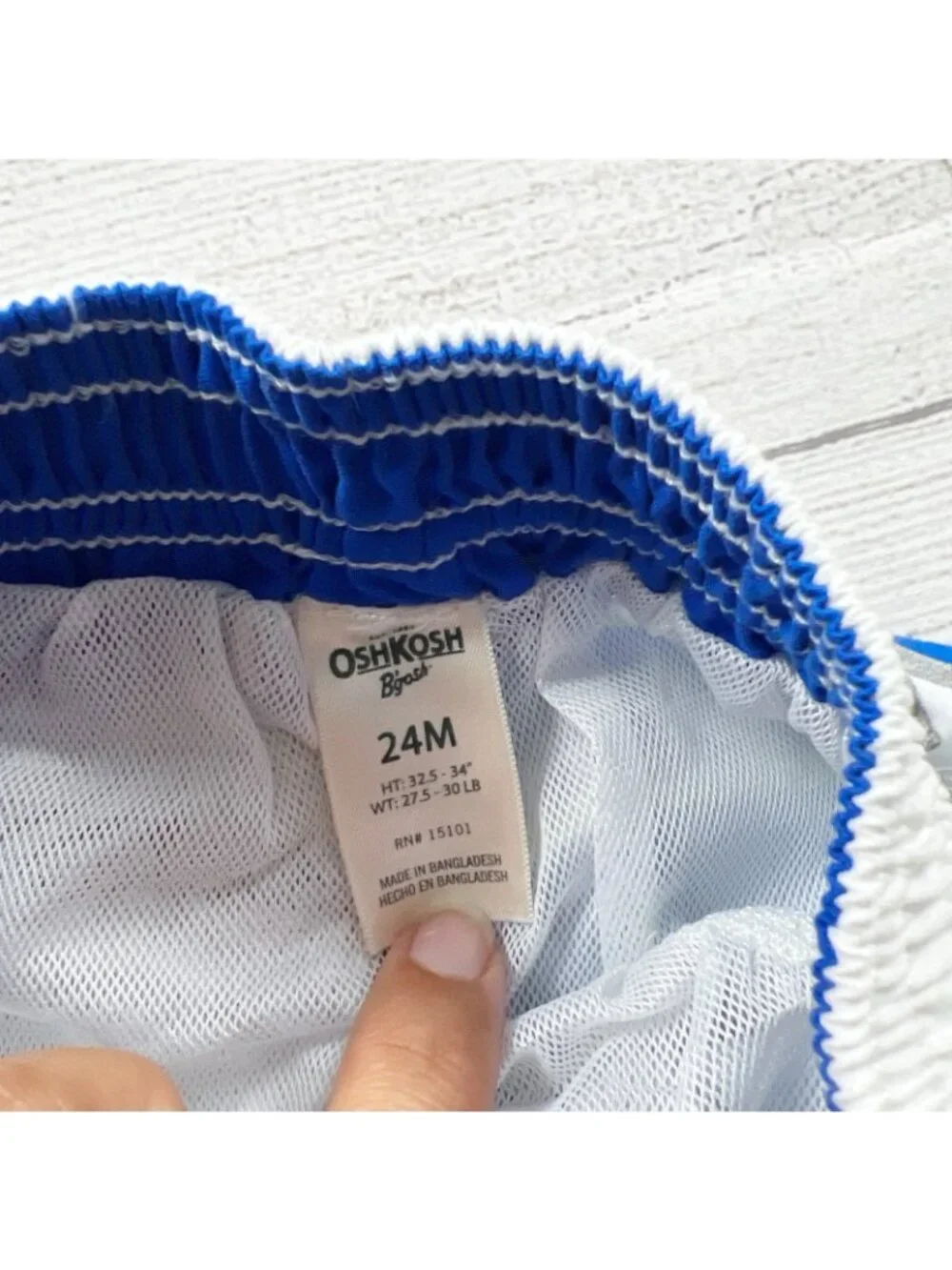 Oshkosh Boys Striped Swim Trunks Liner Gray Multi 18-24 Months